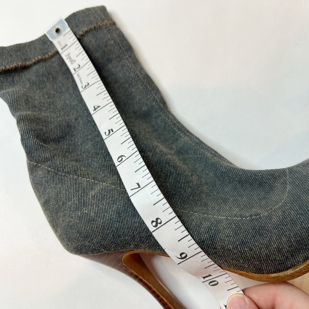 Vintage Bebe Mid Calf Stiletto Boots Womens 6M Gray Stretch Denim Pointed Toe - Picture 9 of 10